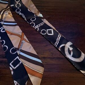 2  Silk Bag Handle Scarves